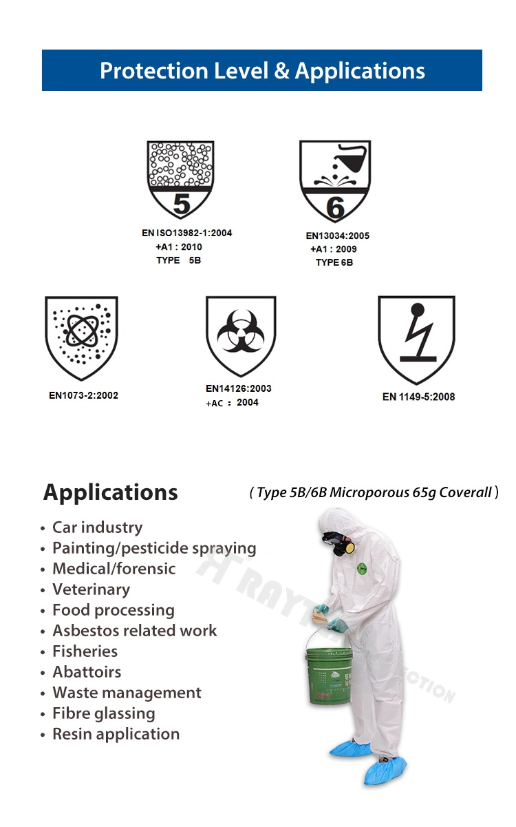 White Cheap Type 5/6 Disposable Microporous Protective Coverall /Suit /Garment/Cloth with En14126 Standard with Ce FDA in Stock XL&XXL